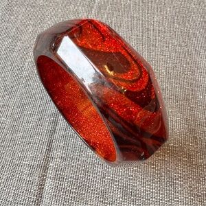 Red Glitter Resin Bangle Bracelet